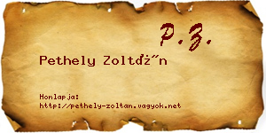Pethely Zoltán névjegykártya